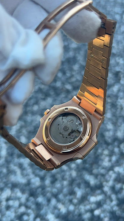 Nautiko - Kahverengi RoseGold Açık Mekanizma