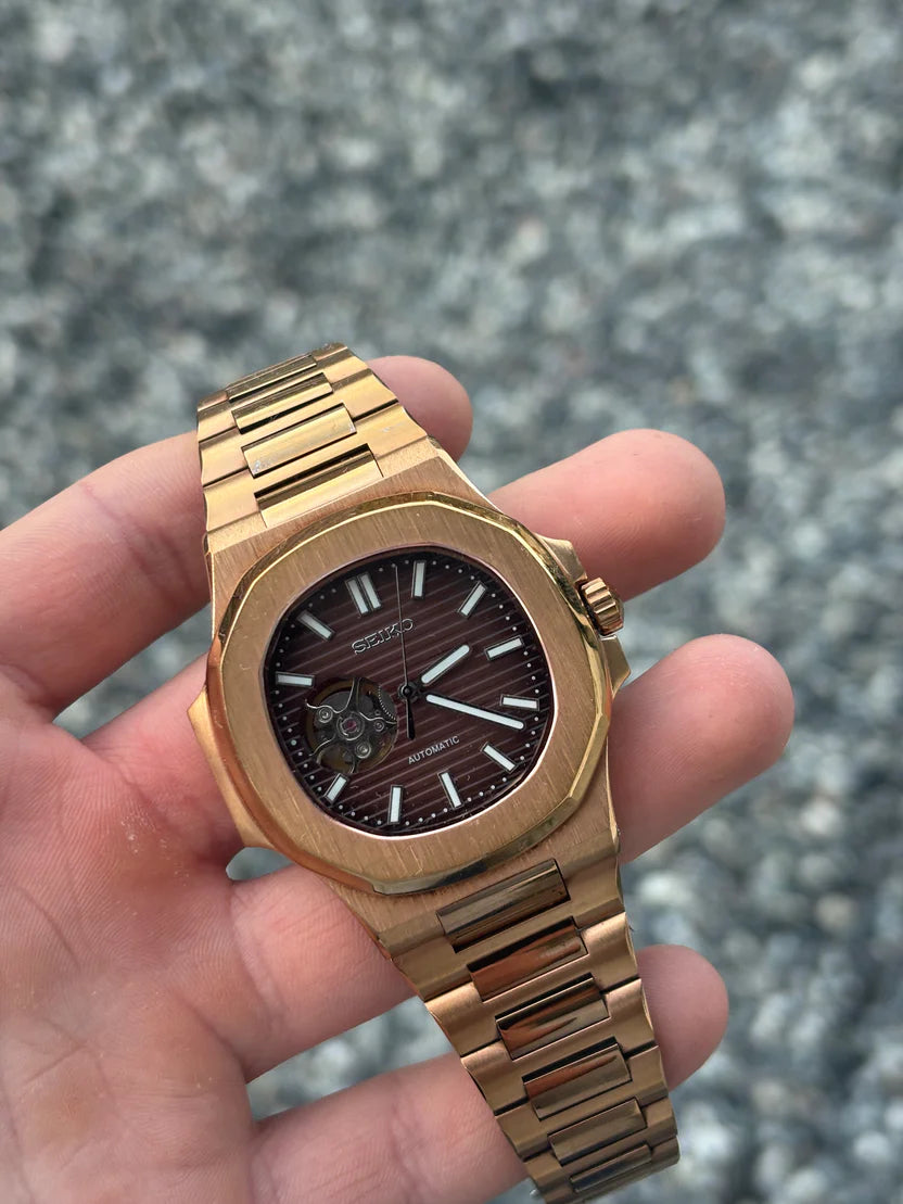 Nautiko - Kahverengi RoseGold Açık Mekanizma
