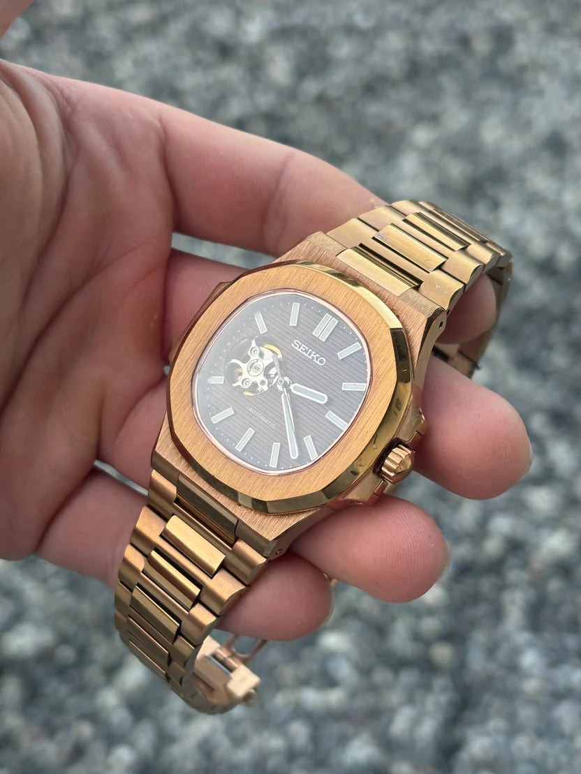 Nautiko - Kahverengi RoseGold Açık Mekanizma
