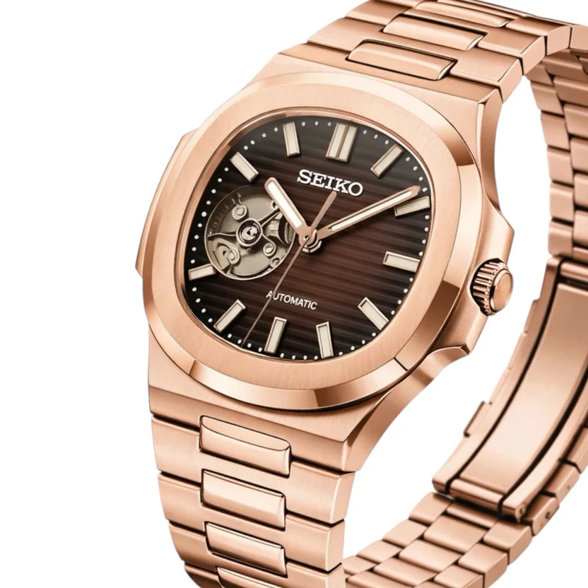 Nautiko - Kahverengi RoseGold Açık Mekanizma